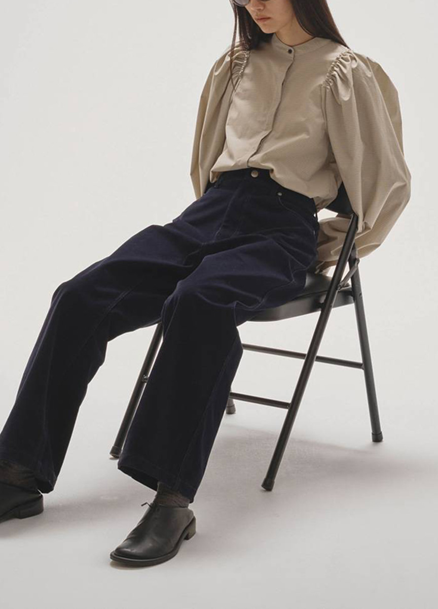 格紋公主澎袖造型襯衫